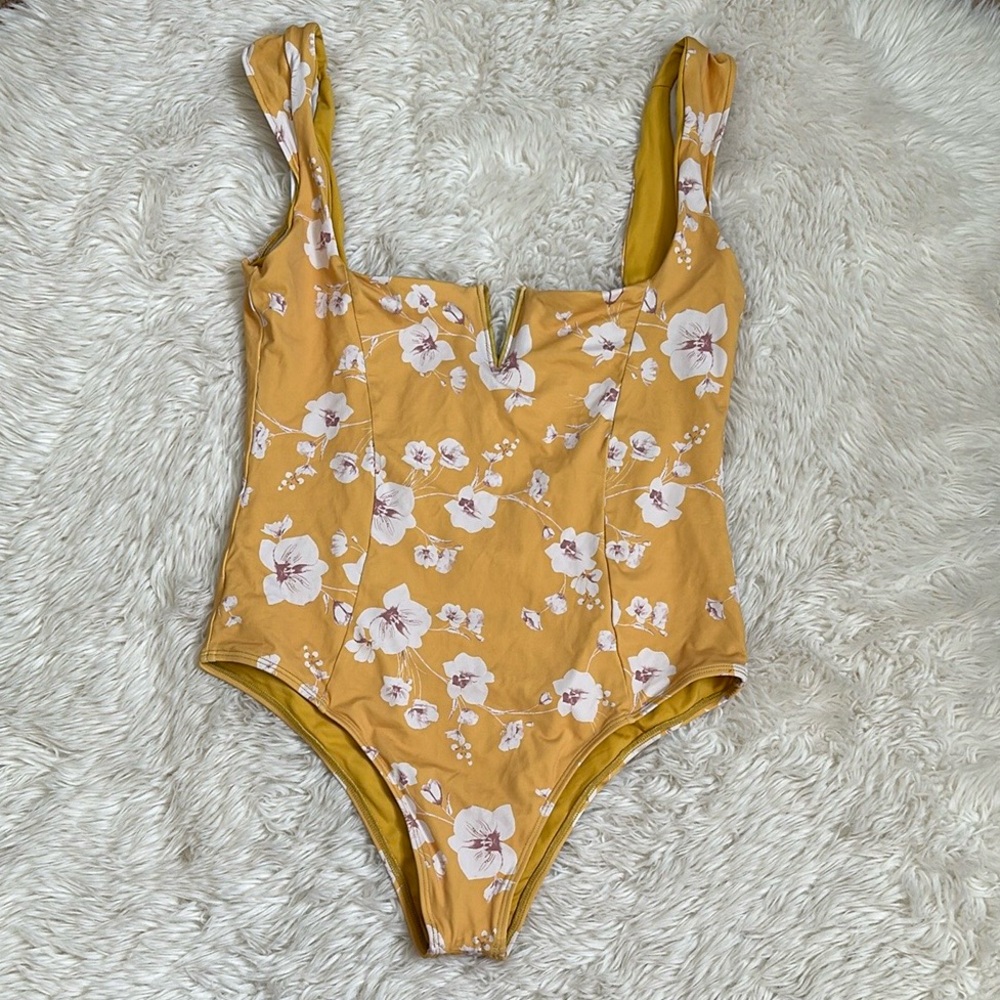 Revel Rey Floral Yellow One-Piece Swimsuit